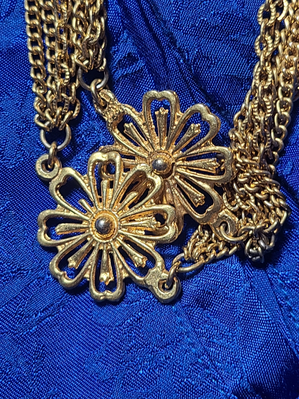 Antique Gold Floral Multi-Chain Necklace